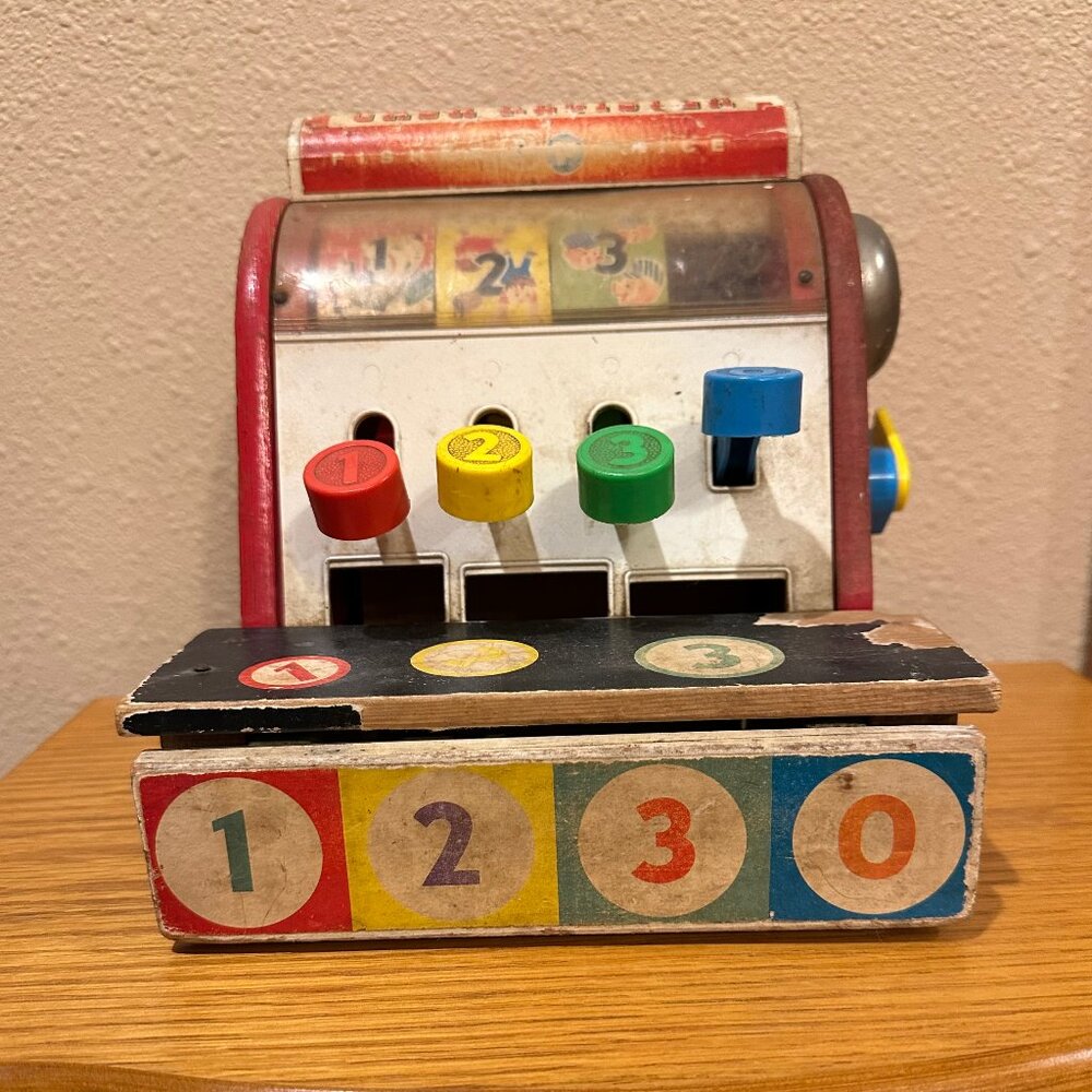 Vintage Fisher Price Wooden Cash Register